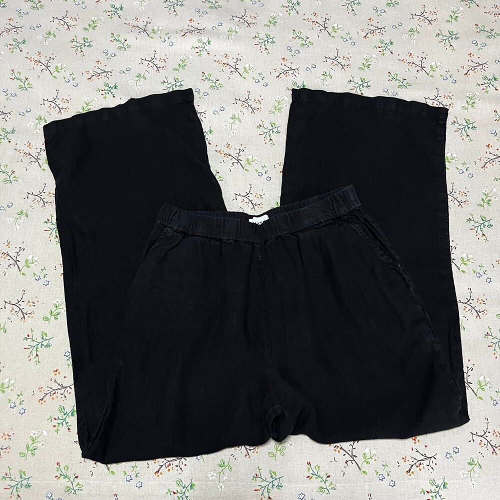 MATE the Label Linen Wide Leg Pant Trouser Black Medium Beach Coastal Vacation